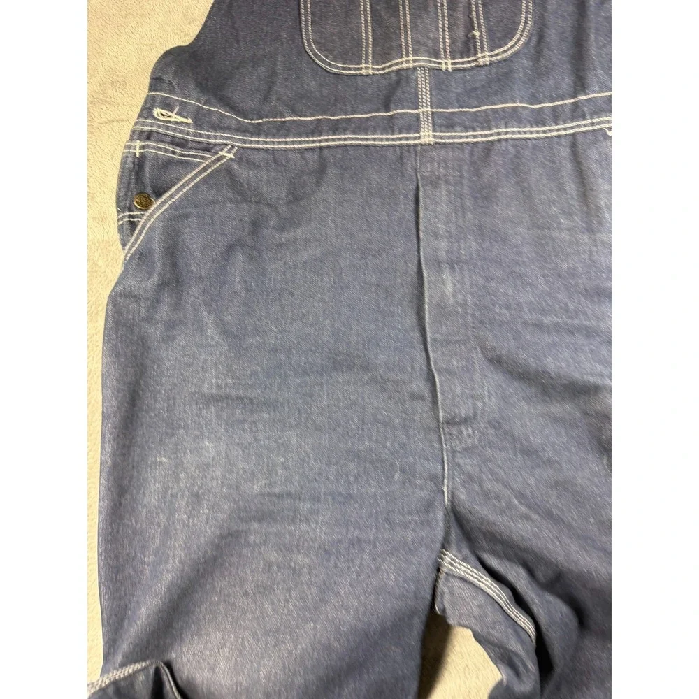 Vintage Roebucks Denim Bib Overalls Men's 46x29 Dark Wash USA Workwear